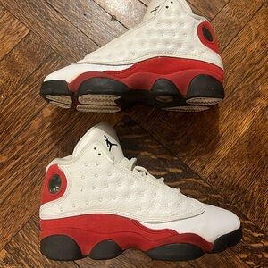 Nike Big Kids Air Jordan 13 Retro White and Red Sneakers